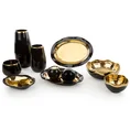 Patera ceramiczna o falującym kształcie czarno-złota - 31 x 22 x 4 cm - czarny 3