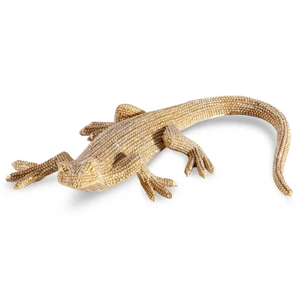 Jaszczurka - figurka dekoracyjna ELDO 2 o drobnym strukturalnym wzorze, złota Jaszczurka - figurka dekoracyjna ELDO 2 o drobnym strukturalnym wzorze, złota - 22 x 18 x 5 cm