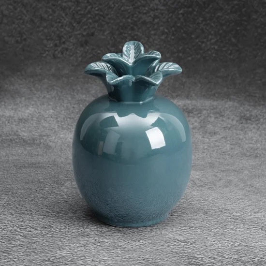 Ananas - figurka ceramiczna SIMONA z perłowym połyskiem - ∅ 11 x 16 cm - turkusowy