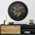 Dekoracyjny zegar ścienny w stylu vintage z mapą i ruchomymi kołami zębatymi - 53 x 9 x 53 cm - czarny 3