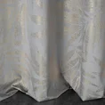 Zasłona ELENA z miękkiego welwetu ze złotym nadrukiem liści - 140 x 250 cm - srebrny 3