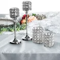 Świecznik BAILEY z metalu szkła i kryształu w stylu glamour - ∅ 11 x 39 cm - srebrny 3