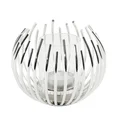 Świecznik ROSSI ze szkła i  metalu o nowoczesnej formie srebrny - ∅ 12 x 10 cm - srebrny 1