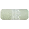 Ręcznik z żakardową bordiurą z groszkami i koronką - 70 x 140 cm - zielony 3