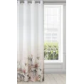 Dekoracja okienna ANET  z lekkiej etaminy zdobiona dołem malarskim kwiatowym wzorem - 140 x 250 cm - biały 2