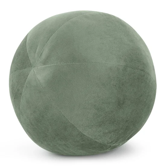 Poduszka dekoracyjna w formie kuli z welwetu GAJA - ∅ 24 cm - oliwkowy