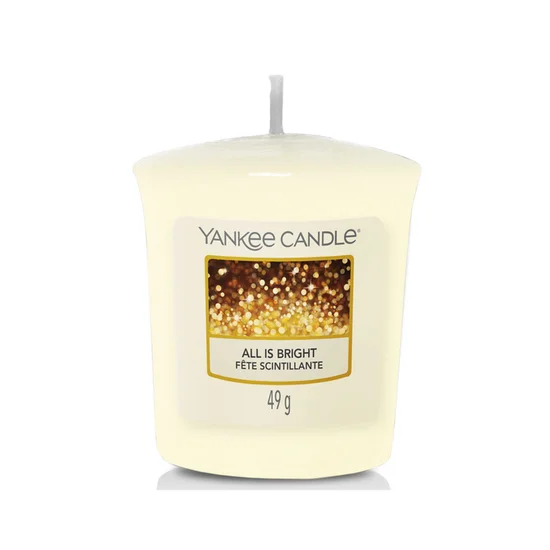 YANKEE CANDLE - Mała świeca zapachowa votive - All is bright - ∅ 4 x 5 cm - kremowy