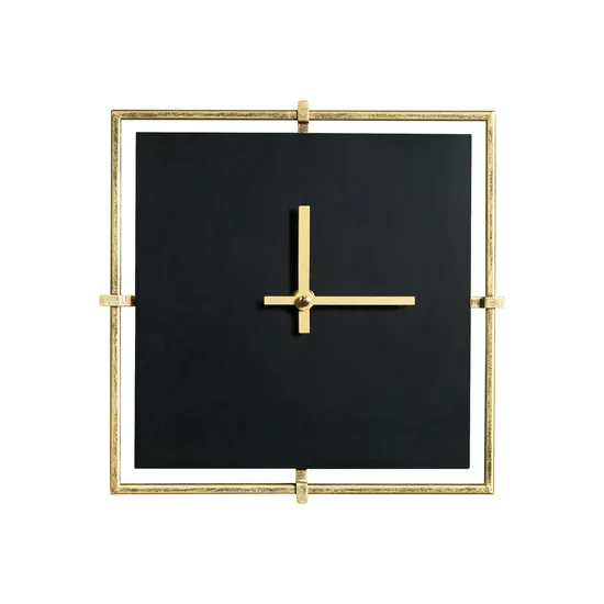 Dekoracyjny zegar ścienny w nowoczesnym stylu kwadratowym z metalu - 40 x 5 x 40 cm - czarny
