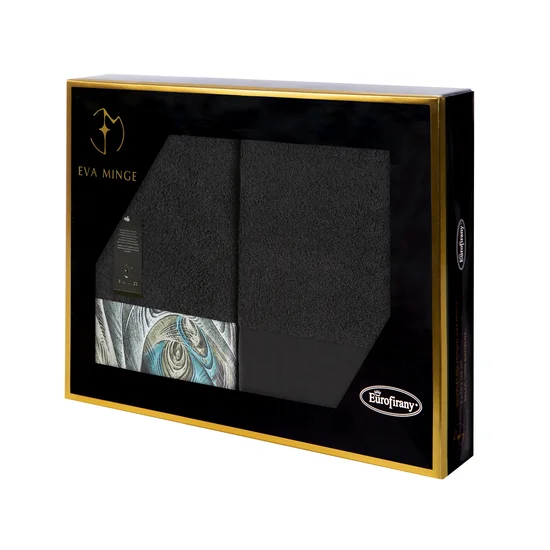 EWA MINGE Komplet ręczników ALES w eleganckim opakowaniu, idealne na prezent! - 2 szt. 50 x 90 cm - czarny