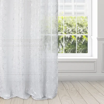 Dekoracja okienna AITANA ze srebrnym witrażowym nadrukiem Dekoracja okienna AITANA ze srebrnym witrażowym nadrukiem - 140 x 250 cm