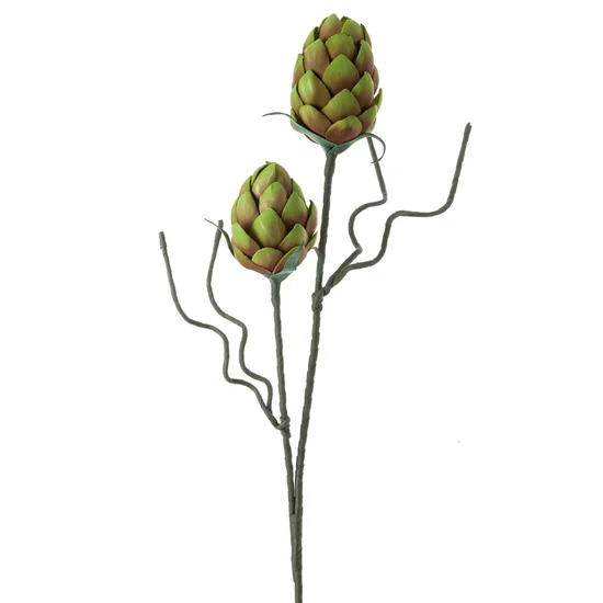 KARCZOCH DWUKWIATOWY - Sztuczny kwiat dekoracyjny z pianki foamirian - 93 cm - zielony