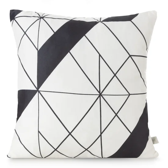 DESIGN 91 Poszewka GEO 01 z mikrofibry z nadrukiem geometrycznym - 40 x 40 cm - beżowy