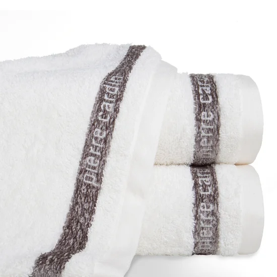 PIERRE CARDIN Ręcznik TOM w kolorze kremowym, z żakardową bordiurą - 50 x 90 cm - kremowy