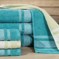Ręcznik z żakardową bordiurą w romby - 70 x 140 cm - zielony 4