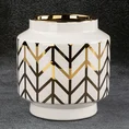 Wazon ceramiczny z geometrycznym wzorem biało-złoty - ∅ 15 x 16 cm - biały 1