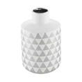 Wazon ceramiczny z geometrycznym biało-srebrnym wzorem - ∅ 15 x 25 cm - biały/srebrny 1