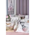 Poszewka dekoracyjna LEONI z nadrukiem w stylu retro z wypustką na rogach - 40 x 40 cm - biały/różowy 2