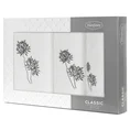 Zestaw upominkowy 3 szt ręczników z haftem kwiatowym w kartonowym opakowaniu na prezent - 56 x 36 x 7 cm - biały 1