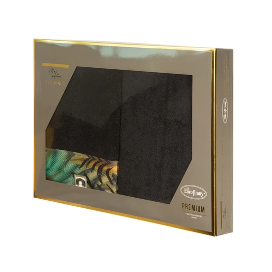 EWA MINGE Komplet ręczników COLLIN w eleganckim opakowaniu, idealne na prezent! - 2 szt. 50 x 90 cm - czarny