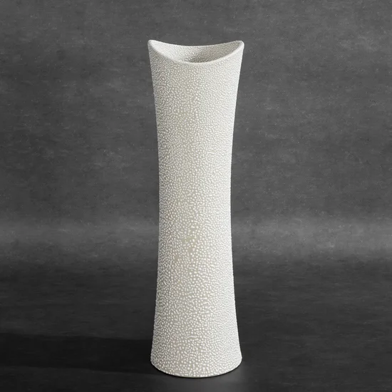 Wazon ceramiczny RISO z efektem rosy - 11 x 7 x 40 cm - kremowy