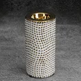 Świecznik ceramiczny VERDA  z drobnym wytłaczanym wzorem - ∅ 8 x 15 cm - biały 1