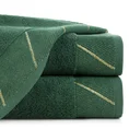 Ręcznik z szenilową bordiurą w błyszczące ukośne paski - 30 x 50 cm - butelkowy zielony 1
