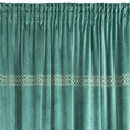 DIVA LINE Zasłona z welwetu zdobiona pasem geometrycznego wzoru z drobnych jasnozłotych dżetów - 140 x 270 cm - zielony 4