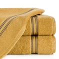 EWA MINGE Ręcznik FILON w kolorze musztardowym, w prążki z ozdobną bordiurą przetykaną srebrną nitką - 70 x 140 cm - musztardowy 1