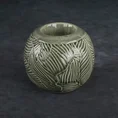 Świecznik ceramiczny DARA z wytłaczanym wzorem liści - ∅ 10 x 9 cm - turkusowy 1