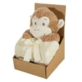 Zestaw koc dziecięcy z zabawką przytulanką małpka - 100 x 75 cm - brązowy 1