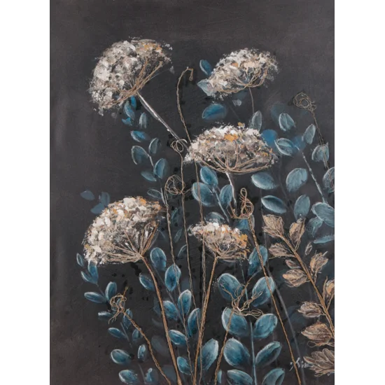 Obraz HERBS kolaż na płótnie z polnymi ziołami - 60 x 80 cm - czarny