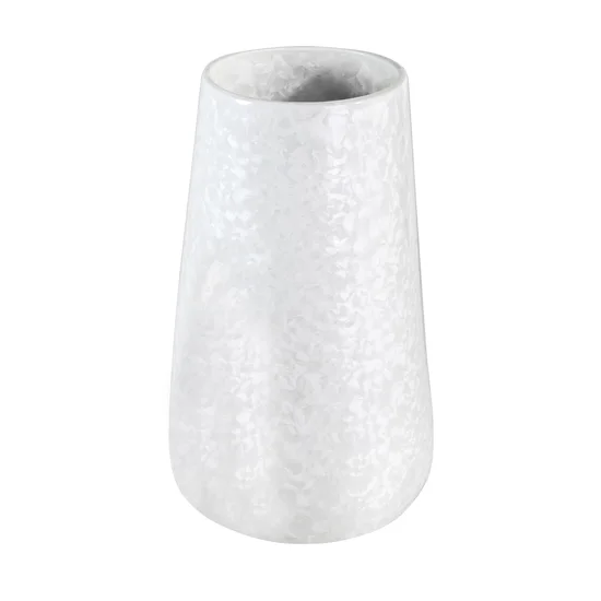 Wazon ceramiczny o geometrycznym kształcie i mrożonej powierzchni - 15 x 15 x 25 cm - biały