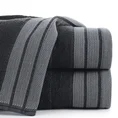 Ręcznik PATI  70X140 cm utkany w miękkie pasy i podkreślony żakardową bordiurą czarny - 70 x 140 cm - czarny 1