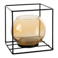 Świecznik dekoracyjny  szklana kula w metalowej ramie - 17 x 17 x 17 cm - czarny 2
