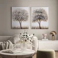 Obraz TREE 1 ręcznie malowany z kryształkami oraz srebrzystymi akcentami - 50 x 70 cm - biały 3