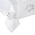 Ekskluzywny obrus SOFIA z tkaniny z dodatkiem bawełny zdobiony aplikacją z kryształów - 150 x 280 cm - biały 2