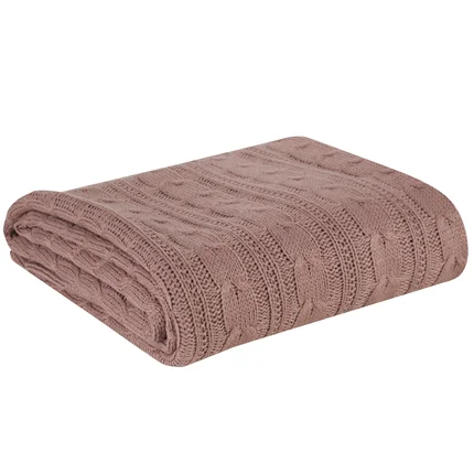 Koc AKRYL 2 miękki pled z dzianiny z warkoczami Koc AKRYL 2 miękki pled z dzianiny z warkoczami - 130 x 170 cm