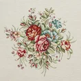 Obrusz grubszej tkaniny gobelinowej z nicią szenilową z motywem kwiatów - 100 x 100 cm - naturalny 2