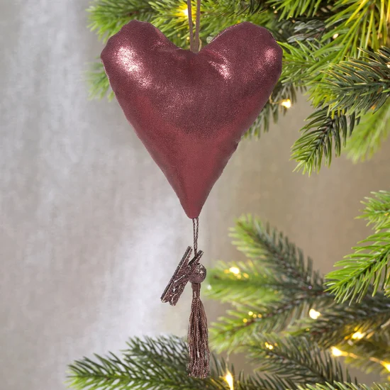 Ozdoba świąteczna HEART - 14 x 13 cm - bordowy
