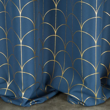 Zasłona zdobiona złotym nadrukiem w stylu art deco Zasłona zdobiona złotym nadrukiem w stylu art deco - 140 x 250 cm
