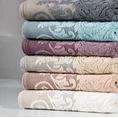 Ręcznik z żakardowym roślinnym wzorem - 70 x 140 cm - fioletowy 6