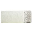 Ręcznik z bawełny zdobiony wzorem w zygzaki z gładką bordiurą - 70 x 140 cm - kremowy 3