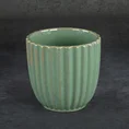 Osłonka ceramiczna na donicę ARINA ze żłobieniami - ∅ 13 x 13 cm - zielony 1