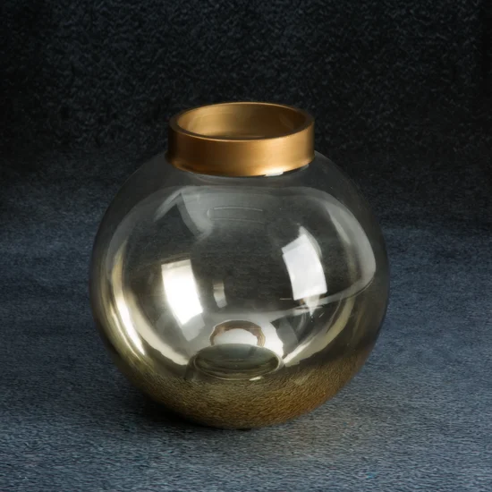 Świecznik ZOJA z dwubarwnego szkła artystycznego - ∅ 15 x 15 cm - złoty