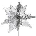 Kwiat dekoracyjny zdobiony brokatem - 20 cm - biały 2