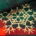 Komplet pościeli świątecznej STAR 01 z wysokiej jakości satyny bawełnianej z nadrukiem z motywem kraty i złotych śnieżynek - 160 x 200 cm - ciemnozielony 5