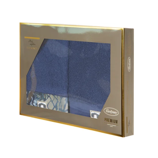 EWA MINGE Komplet ręczników CARLA w eleganckim opakowaniu, idealne na prezent! - 2 szt. 50 x 90 cm - granatowy