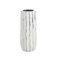 Wazon ceramiczny SAVANA przecierany biało-srebrny - ∅ 13 x 30 cm - biały 2