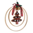 Ozdoba świąteczna - zawieszka z filcową choinką i dzwoneczkami - 19 x 2 x 30 cm - brązowy 1