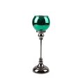 Świecznik bankietowy szklany FIBI  na wysmukłej metalowej  nóżce ze szklanym kloszem - ∅ 12 x 35 cm - zielony 1
